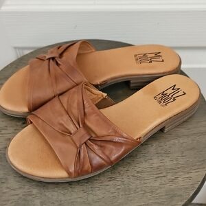 Miz Mooz | Women's Leather Tan Knotted Sandals. Leather.